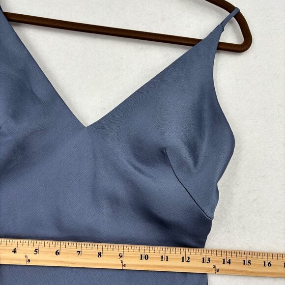 Jenny Yoo Slip Dress Womens Size 2 Blue Spaghetti Straps Back Zip Padded Cups - Picture 9 of 10